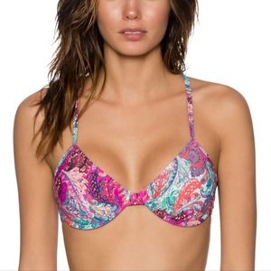 Sunsets NEW Paisley Peacock Jayne X Back Underwire Bikini Top